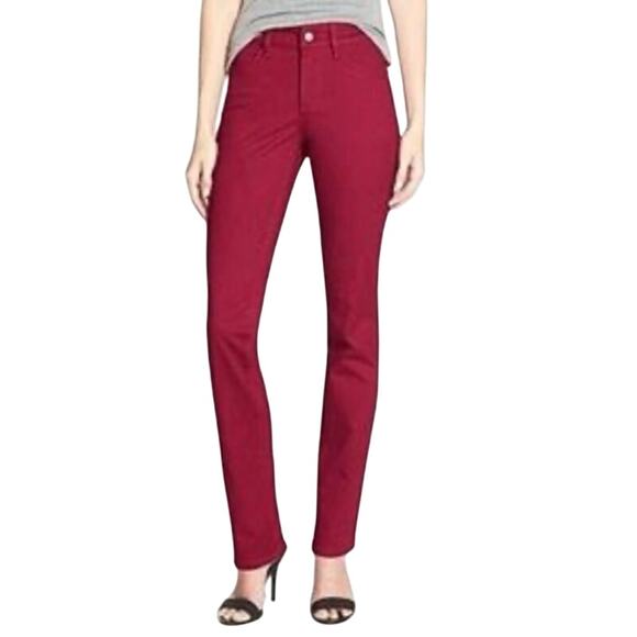 NYDJ Samantha Slim Maroon Straight Leg Pants Womens size 12 - Picture 1 of 7